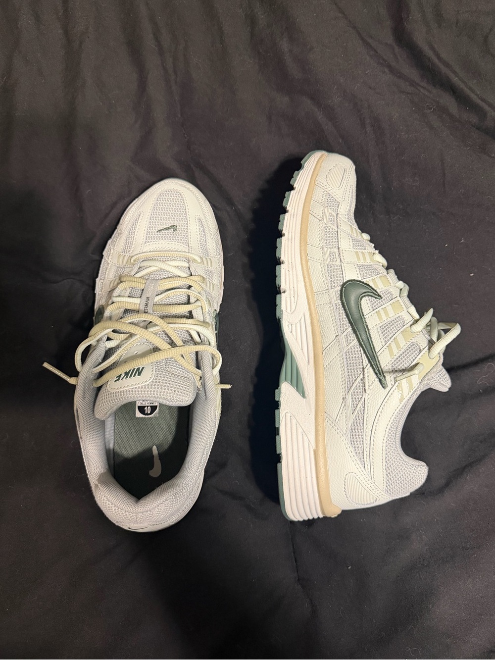 Nike White Sneakers with Green Swoosh